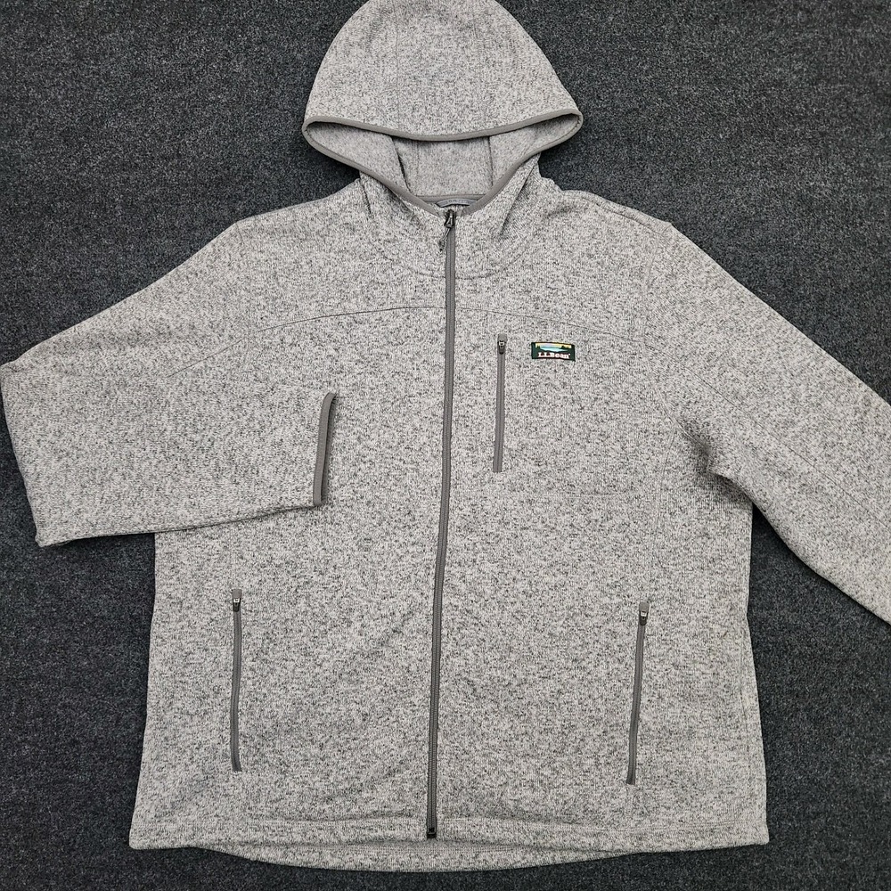 L.L. Bean Men's Light Gray Full-Zip Hoodie Sweater